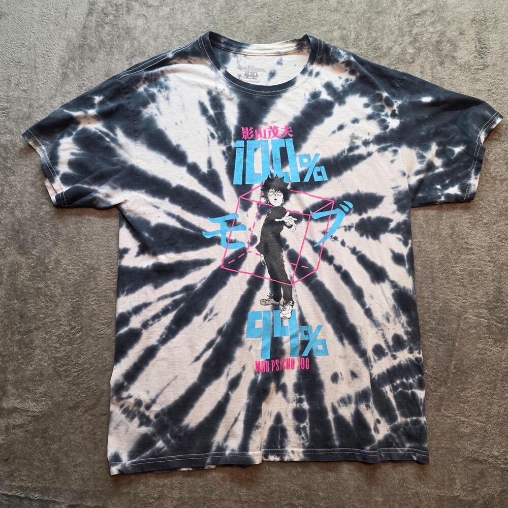 Mob Psycho 100 Shirt Mens M Black Tie Dye Crunchyroll Anime Graphic T-Shirt